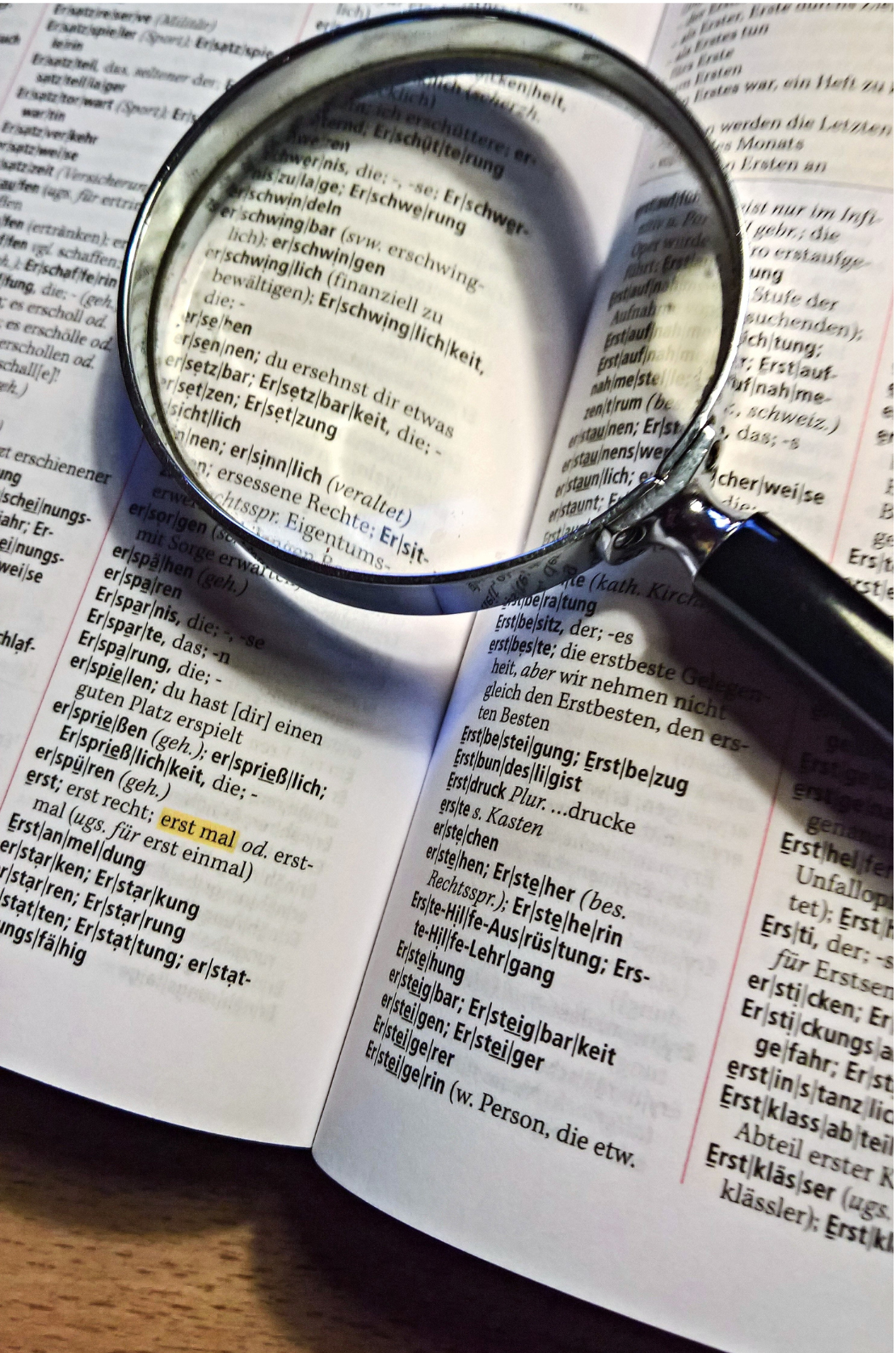 Picture of a Magnifying Glass on a Book